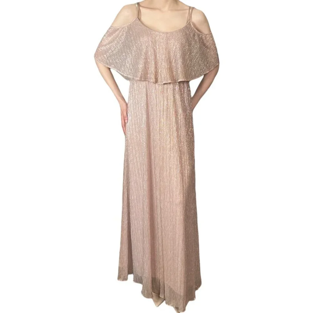 𝅺CAITLIN Ruffle Maxi Dress Magic Mauve Glimmer Show Me Your Mumu Small - Picture 4 of 10